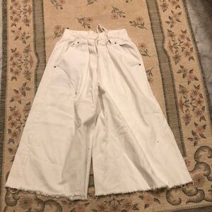 Silence + Noise White Textured Fabric culottes